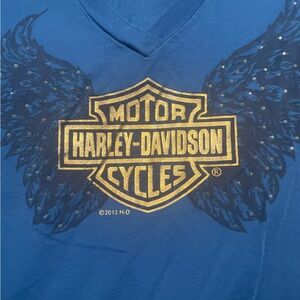 Harley-Davidson Blue Tee with Gold Emblem